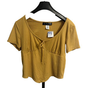 NWT Bflawless Knit Tie Crop Top Mustard Yelllow, Summer Sexy Plus Size XL